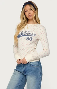 Edikted Cali Floral Ribbed Long Seeve T-Shirt