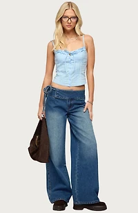 Edikted Kerah Ruffle Button Tank Top