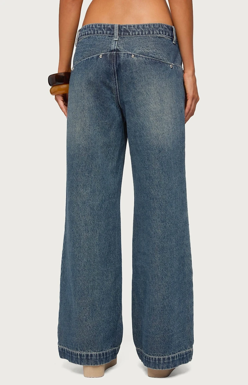 Edikted Wyn Studded Low Rise Baggy Jeans