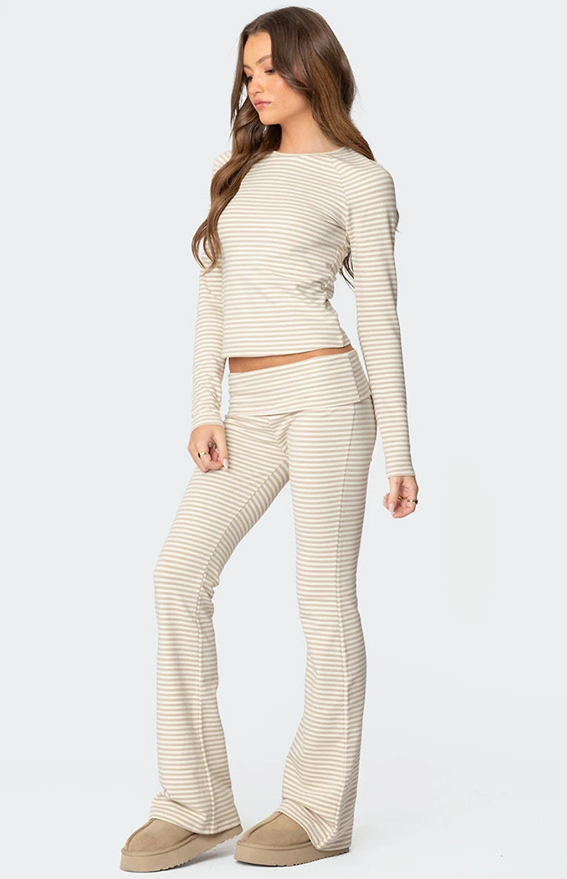 Edikted Kaeli Stripey Flared Leggings