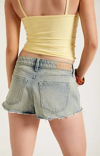 Pacsun Jamie Denim Micro Shorts Raw Cut Tinted Light Blue
