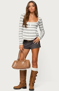 Edikted Lockie Striped Knit Babydoll Top