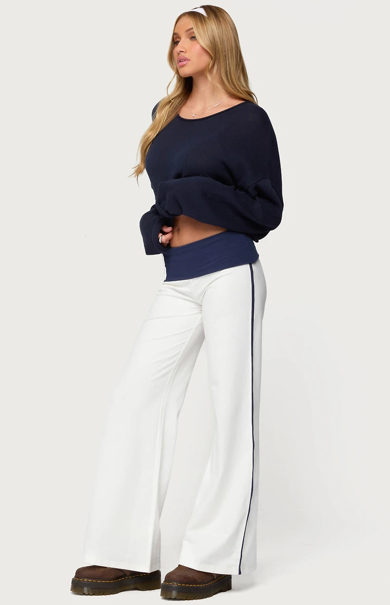 Edikted 8 Contrast Fold Over Wide Leg Pants