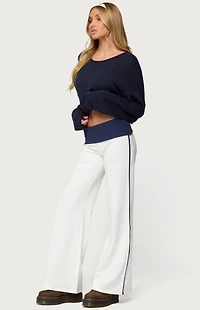 Edikted 8 Contrast Fold Over Wide Leg Pants