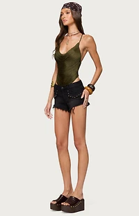 Edikted Elenie Fringed Cowl Neck Top