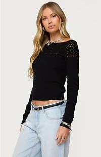 Edikted Lillis Boat Neck Knit Top