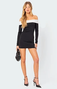 Edikted Yolanda Contrast Fold Over Mini Dress