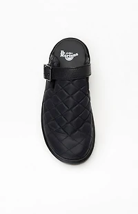 Dr Martens Black Zebzag Quilted Canvas Slingback Platform Mules