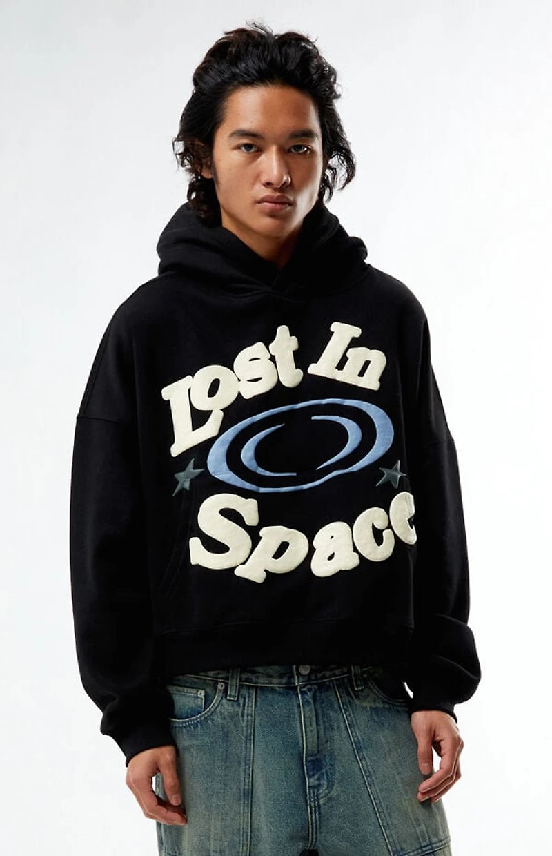 Pacsun Lost Space Puff Graphic Cropped Hoodie
