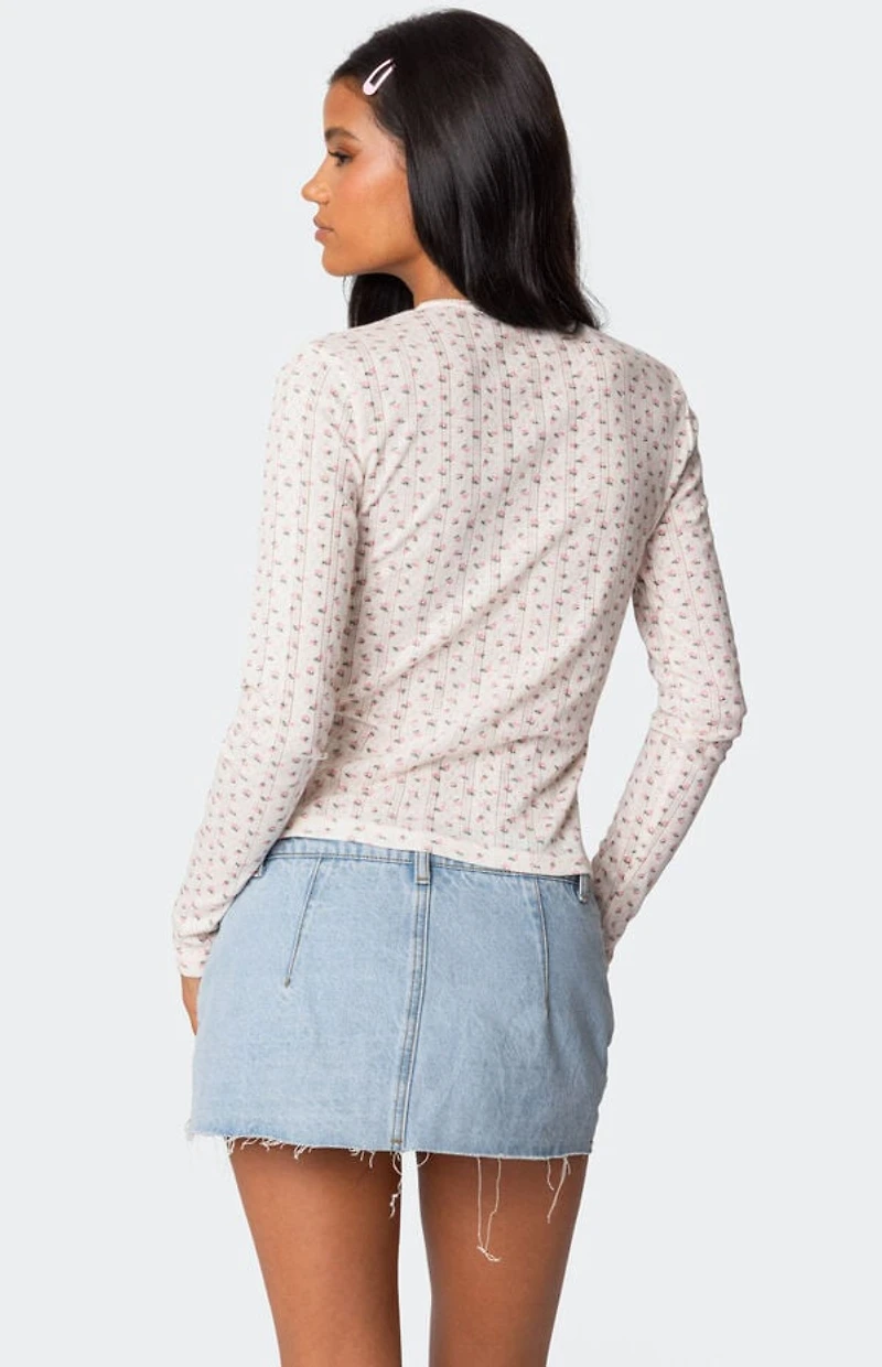 Edikted Emery Printed Pointelle Top