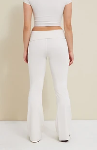 PAC 1980 WHISPER Active Ivory Fold-Over Waistband Flare Yoga Pants
