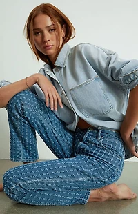Pacsun Medium Blue Distressed Dad Jeans