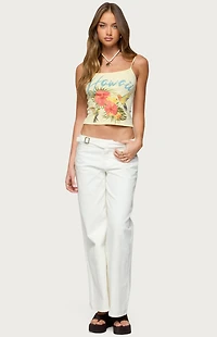 Edikted Buckle Low Rise Straight Leg Pants