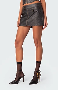 Edikted Ziva Faux Leather Mini Skirt
