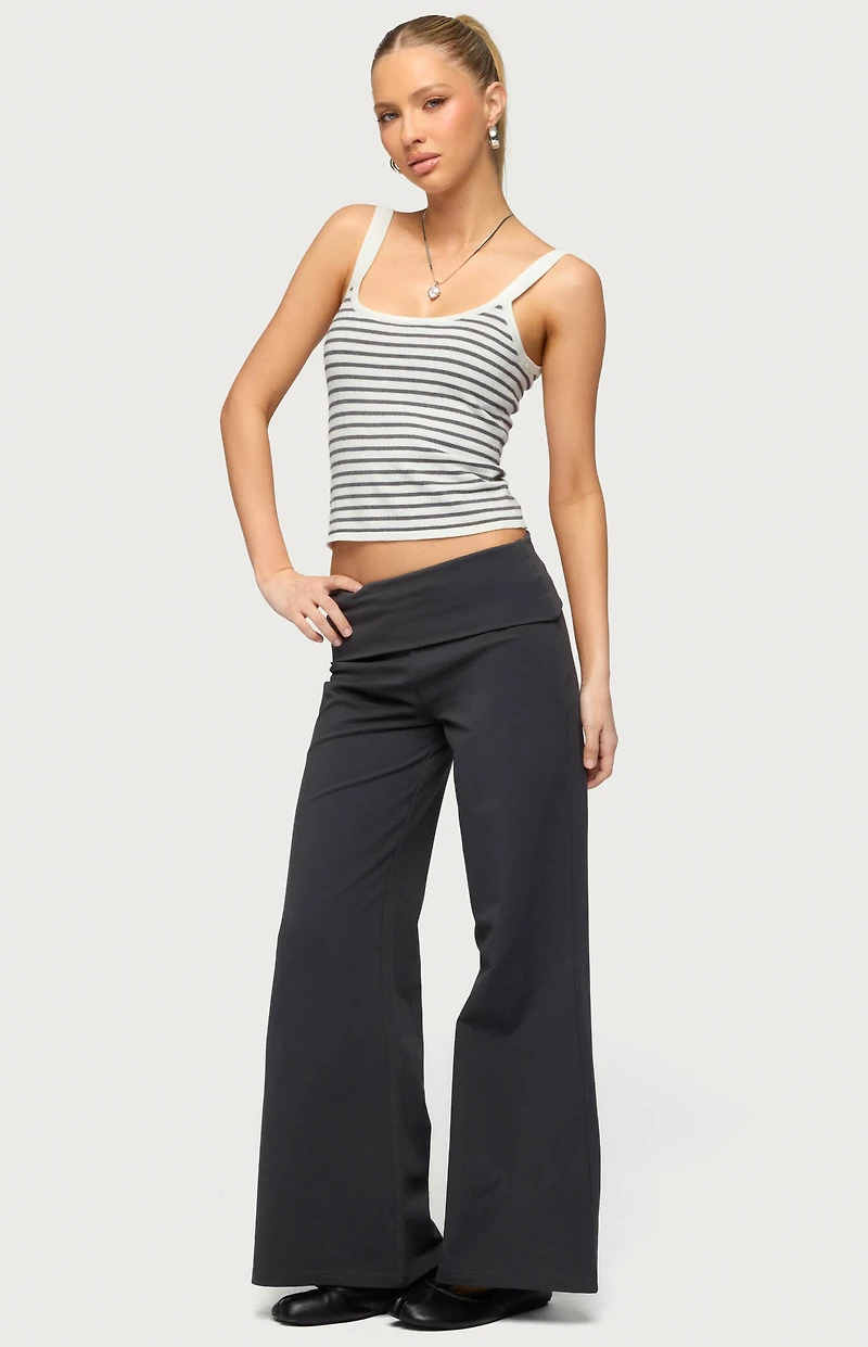 Edikted Petite Wide Leg Fold Over Pants