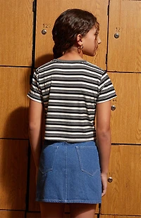 Pacsun Kids Black Striped Ribbed Skimmer T-Shirt