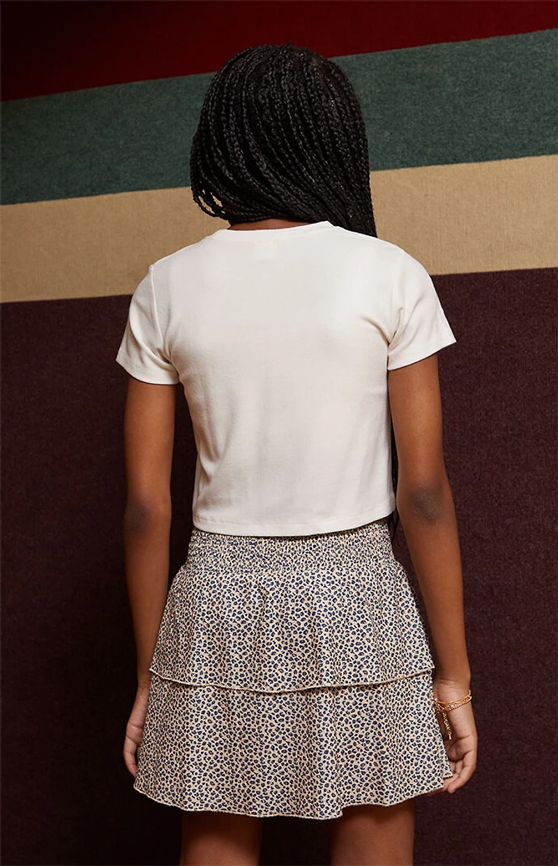 Pacsun Kids Leopard Tiered Scrunch Mini Skirt