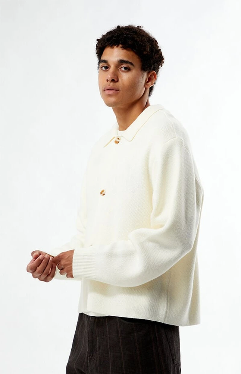Pacsun Cream Button Front Polo Sweater