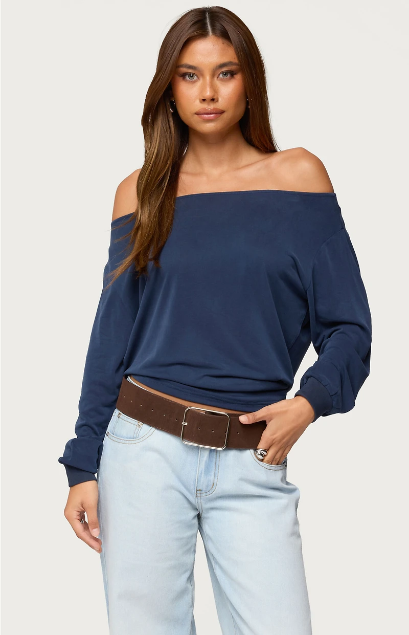 Edikted Nannie Off Shoulder Oversized Top