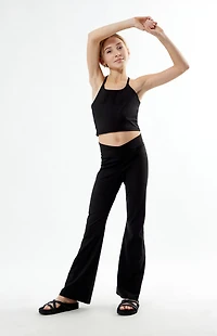 PAC 1980 Kids WHISPER Active Black Crossover Flare Yoga Pants