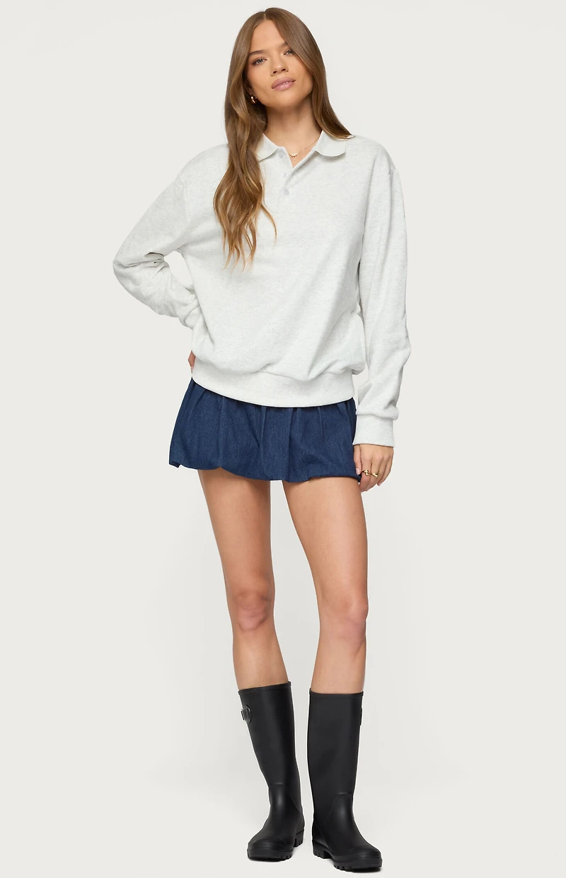 Edikted Scholar Oversized Polo Sweatshirt