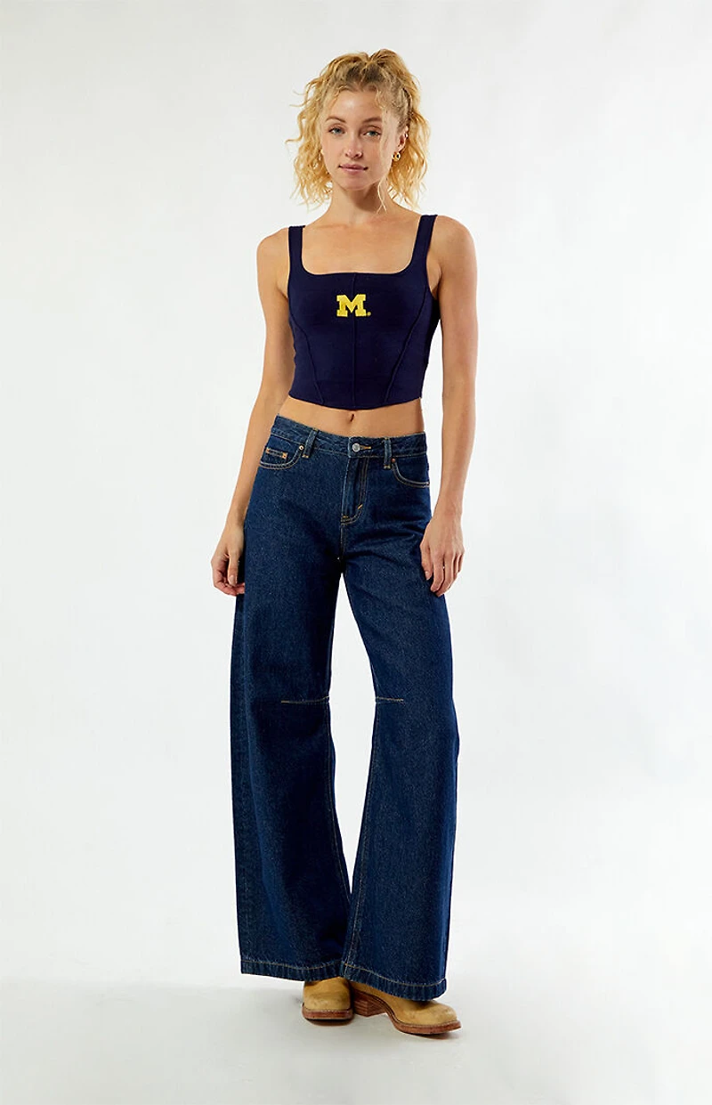 HYPE & VICE Michigan Wolverines Knit Corset Top
