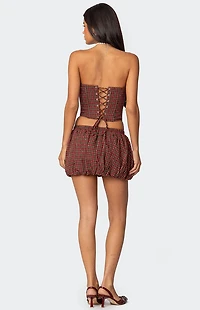 Edikted Marlene Plaid Lace Up Corset