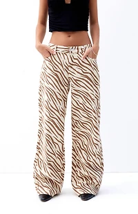 Pacsun Casey Low Rise Baggy Jeans Zebra Print