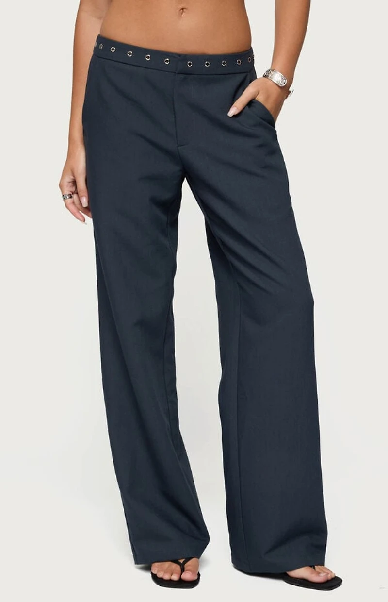 Edikted Ayve Eyelet Waist Straight Leg Pants