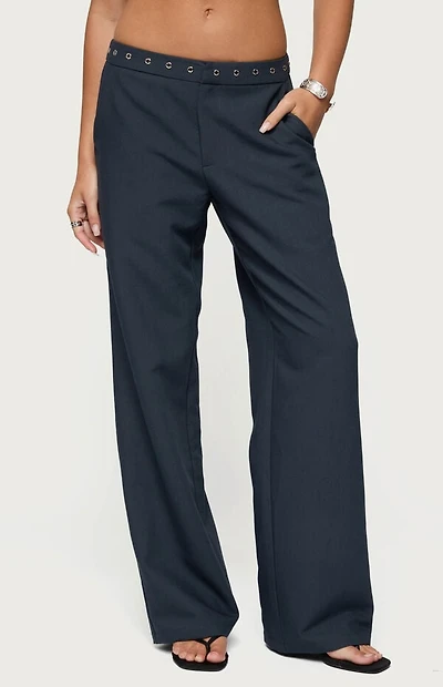 Edikted Ayve Eyelet Waist Straight Leg Pants