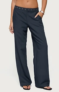 Edikted Ayve Eyelet Waist Straight Leg Pants