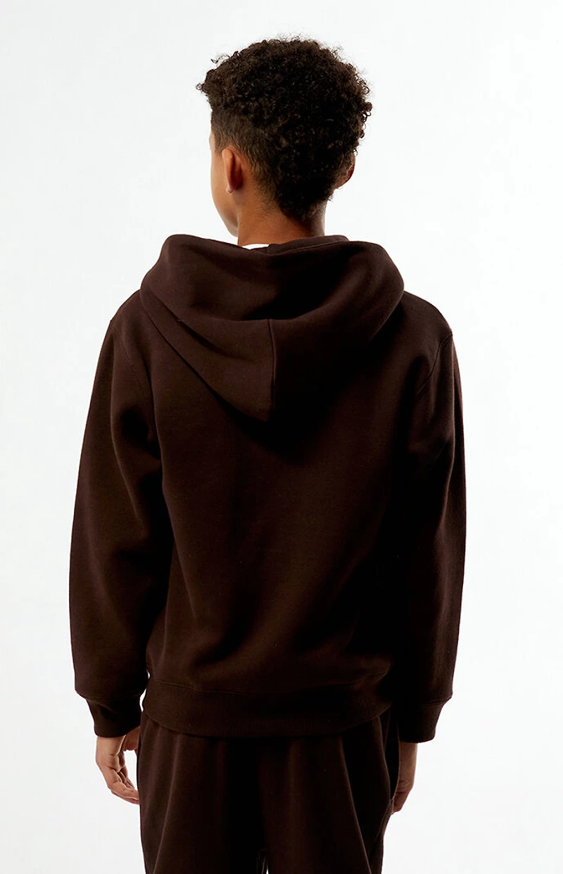Pacsun Kids Brown Embroidered Patch Full Zip Up Hoodie