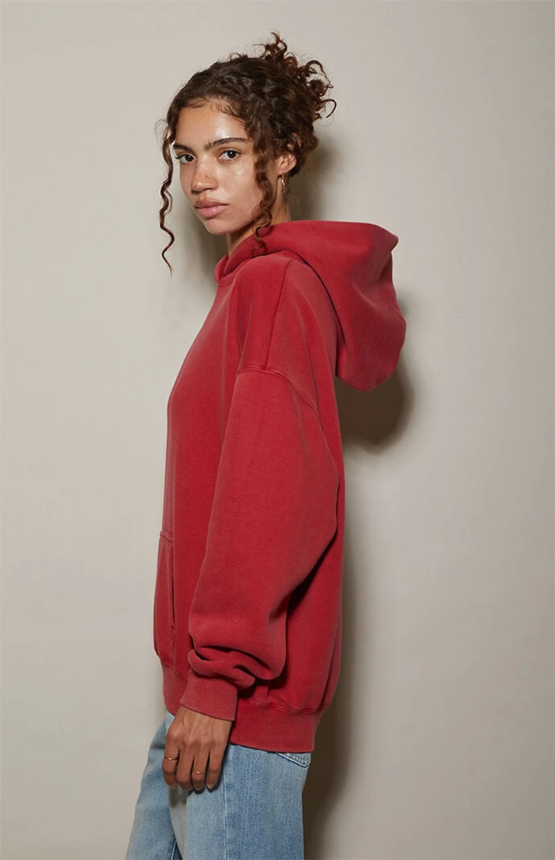 Pacsun Red Ultra Soft Fleece Core Washed Pullover Hoodie