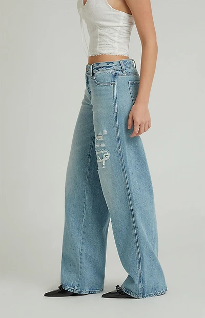 Pacsun Casey Low Rise Baggy Jeans Ripped Indigo