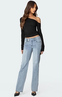 Edikted Avril Bootcut Low Rise Jeans