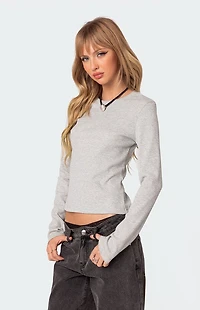Edikted Marny Long Sleeve Waffle T-Shirt