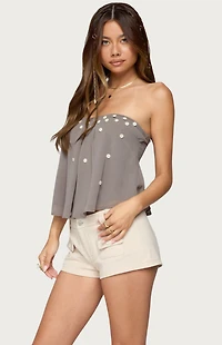 Edikted Lenie Strapless Chiffon Babydoll Top