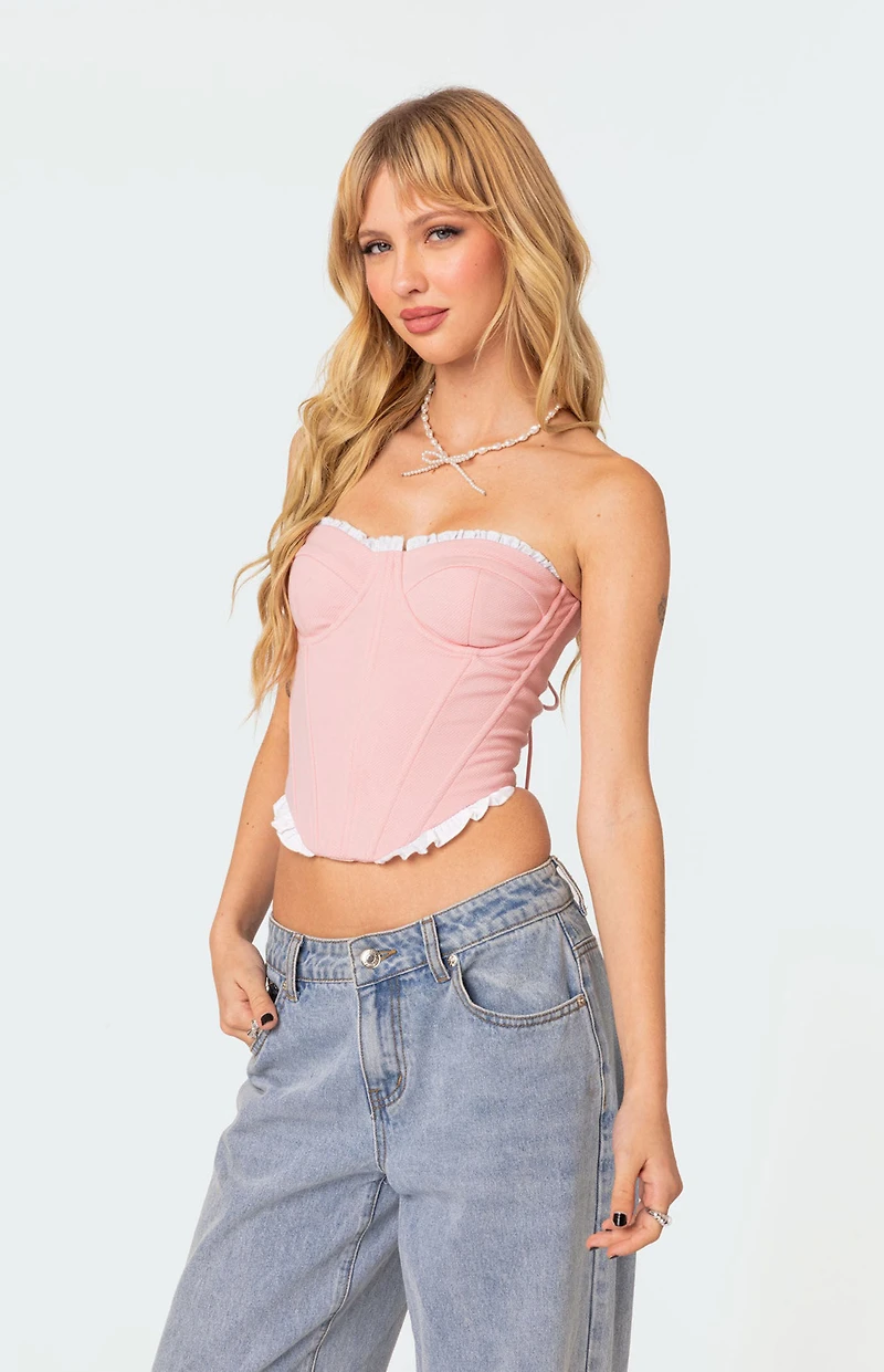 Edikted Tempting Textured Ruffle Hem Corset