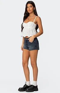 Edikted Siobhan Mid Rise Denim Shorts
