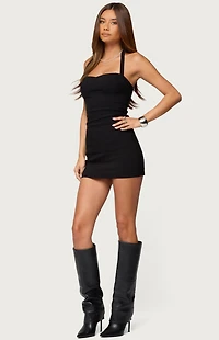 Edikted Stajey Twill Halter Mini Dress
