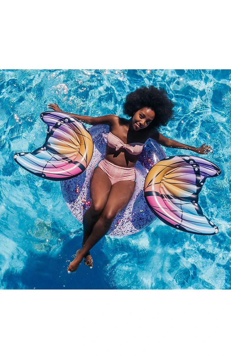 PoolCandy Inflatable 40" Glitter Butterfly Pool Tube