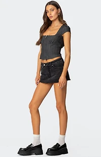 Edikted Keni Pinstripe Zip Up Top