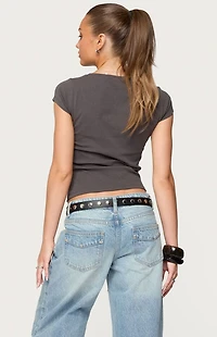 Edikted Oliana Ribbed Boat Neck T-Shirt