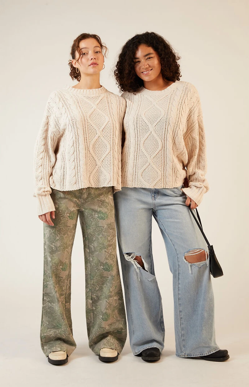 LA Hearts Violet Cable Knit Boxy  Sweater