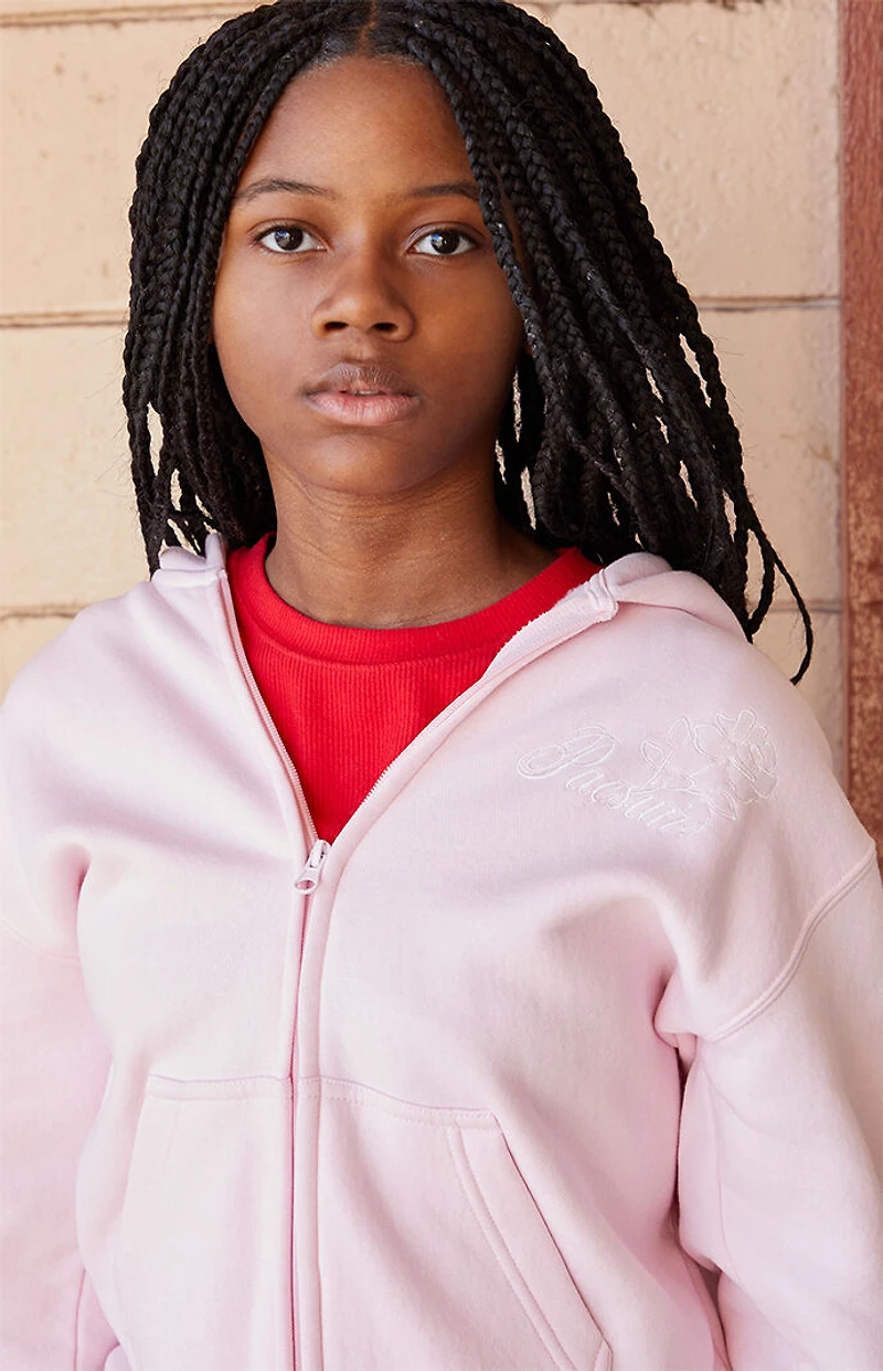 Pacsun Kids Rose Embroidered Full Zip Hoodie