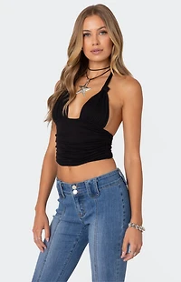 Edikted Lillie Knotted Halter Top