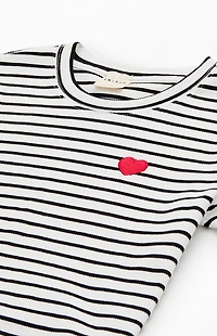 Pacsun Kids Striped Ribbed Embroidered Heart Skimmer T-Shirt
