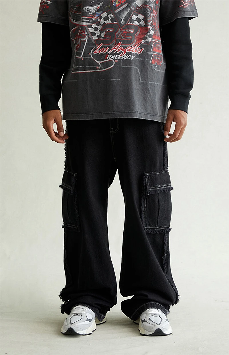 Pacsun Blake Extreme Baggy Jeans Cargo Frayed Black