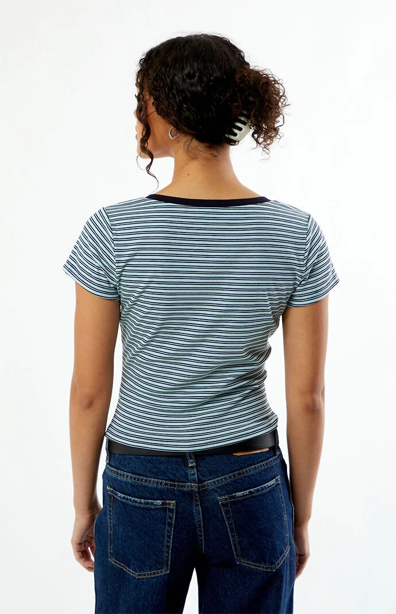 Your Favorite Poppy V-Neck Button T-Shirt