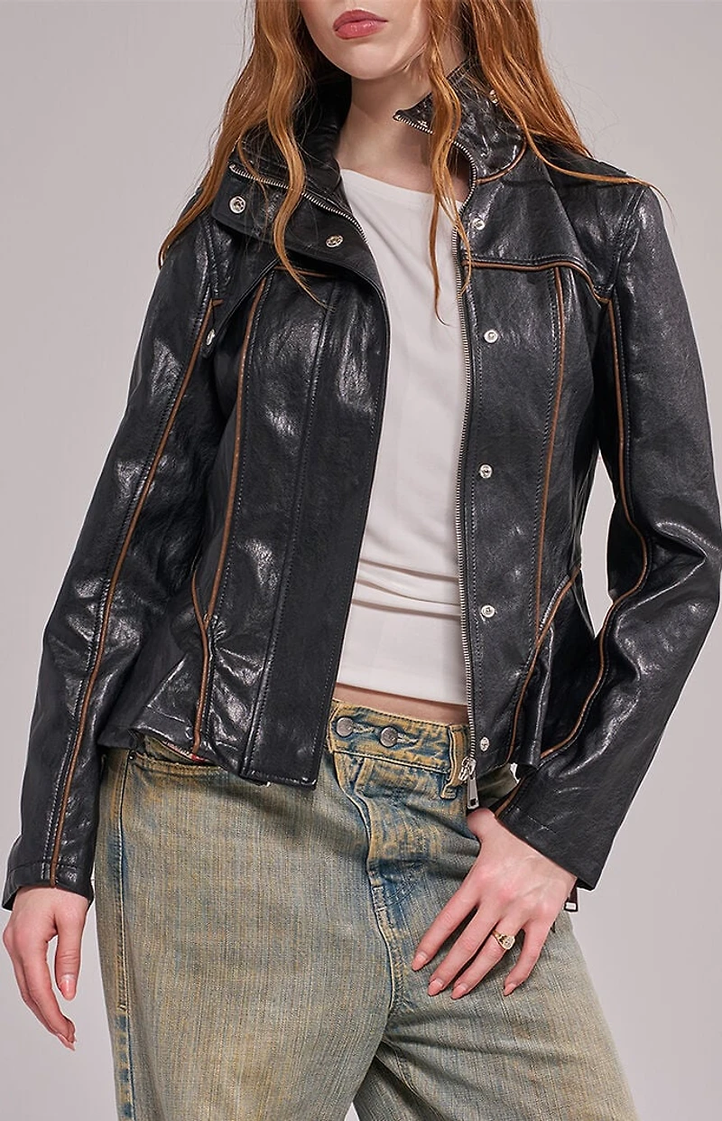 AZALEA WANG Ally Black Moto Jacket